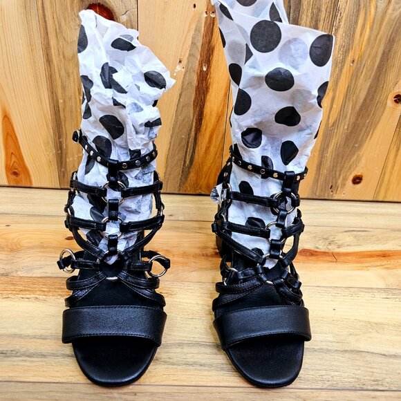 Torrid Black O-ring Studded Strappy Heels Size 9 Wide Width - Picture 6 of 9